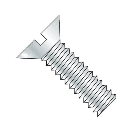 3/8-16 X 2-1/2 In Slotted Flat Machine Screw, Zinc Plated Steel, 100 PK